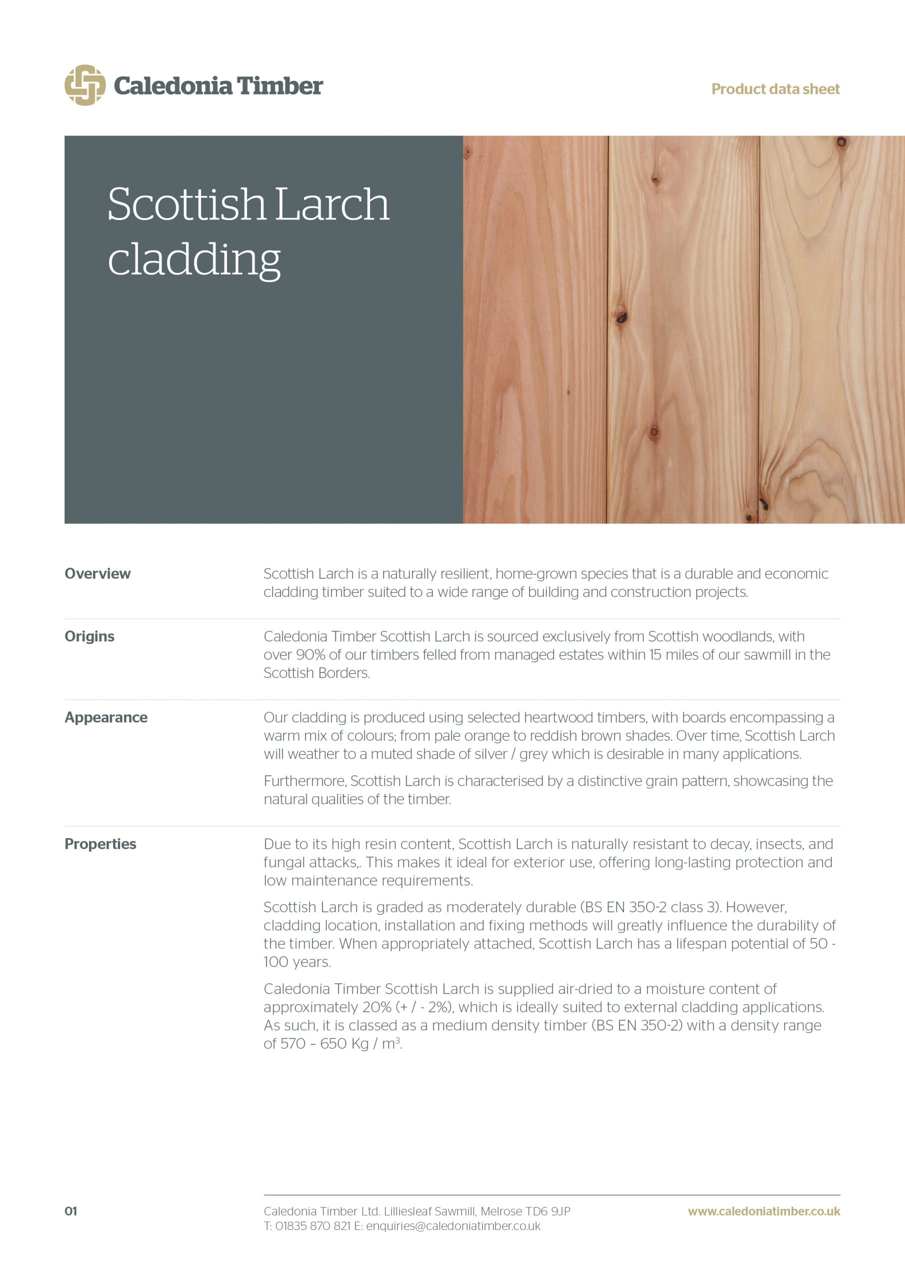 Caledonia Timber Scottish Larch Datasheet